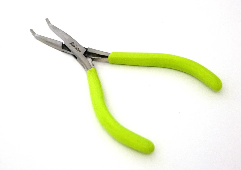 Micro-Fine Bent Nose Pliers By Beadsmith Lime Green Handles - Image 1 of 1