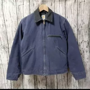 Rare Deep Blue Carhartt Detroit Jacket J97 Sandstone Blanket Lined S Vintage - Picture 1 of 18