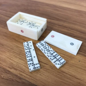 Minidomino Bein antik Miniatur Dominospiel um 1900 Sammler Gesellschaftsspiel - Bild 1 von 5