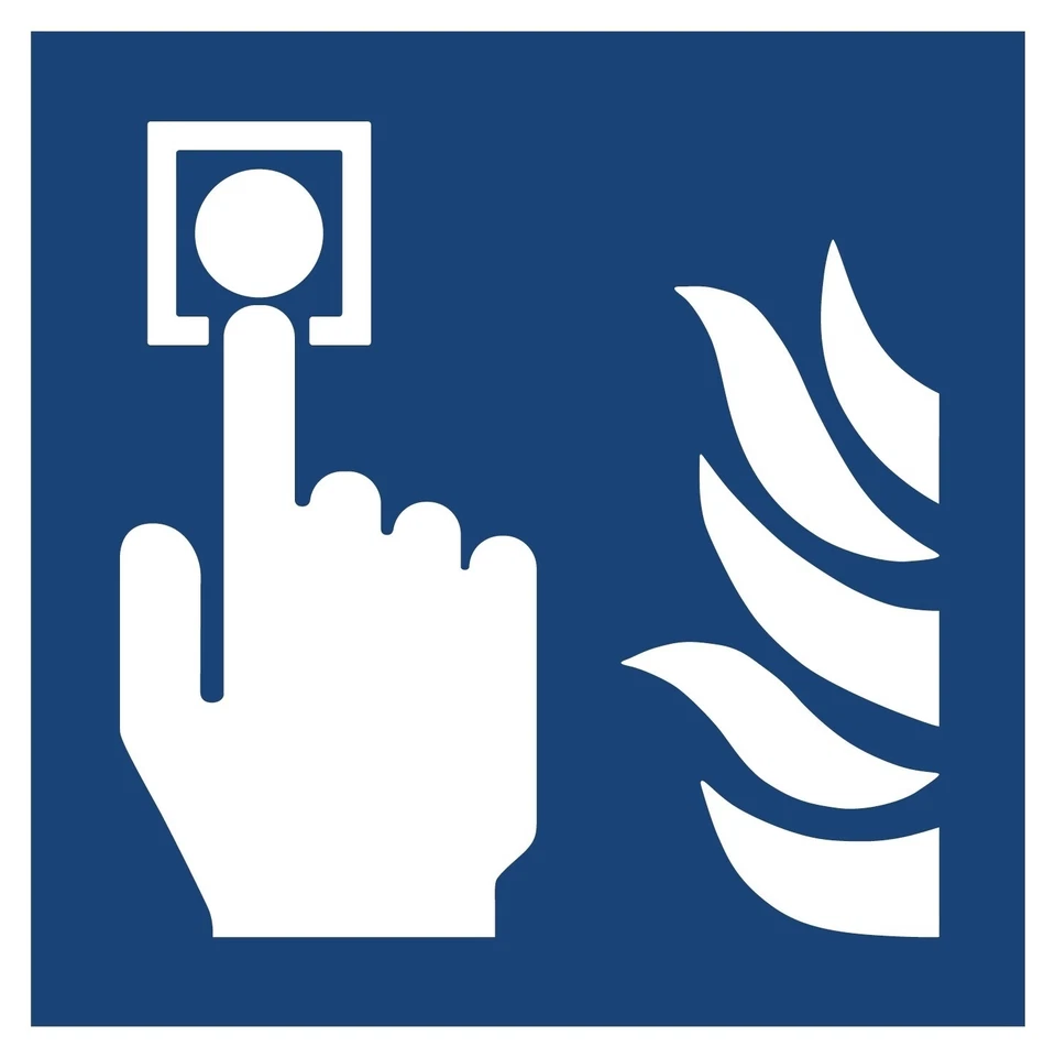 MBS-SIGNS® Aufkleber Brandschutzzeichen "Hausalarm" Symbol Schild Folie ISO 7010 | 5-40cm
