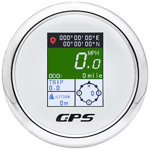 85MM White LCD Digital GPS Speedometer Odometer Voltmeter Gauge for Boat Car ATV - Picture 1 of 11
