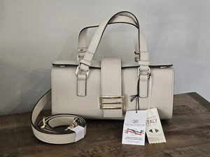 Divina Firenze Sandy Beige Real Leather Handbag Satchel Italy New - Picture 1 of 24