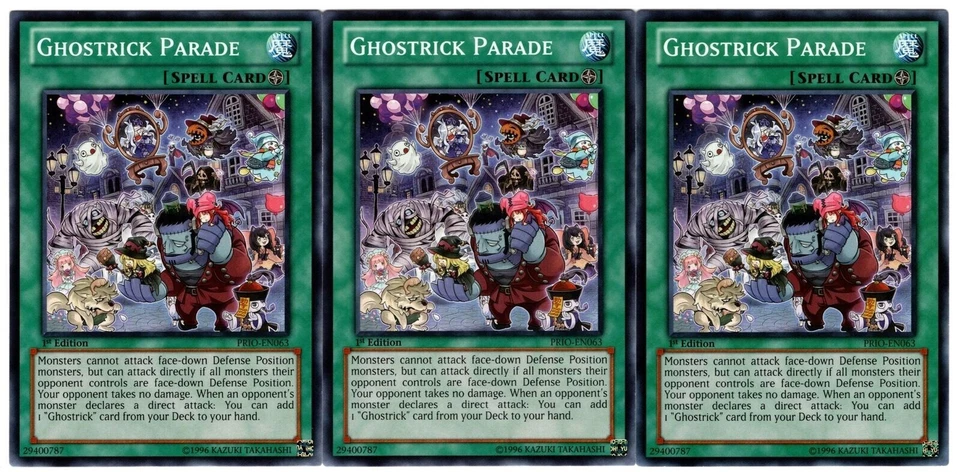 YUGIOH 3x Ghostrick Parade PRIO-EN063 1st edition Playset Near-Mint NM x 3 - Image 1 of 1
