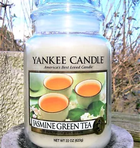 Yankee Candle Retirado "JASMINE GREEN TEA" Grande 22 oz ~ ETIQUETA BLANCA ~ RARO ~ NUEVO - Imagen 1 de 4