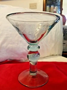 Martini Glas Tönung blaue Punkte Weizenblattmuster schwer - Bild 1 von 5