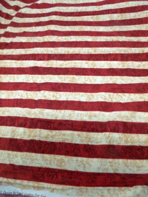 Snowfolk Collection Red & Gold Stripes Cotton Fabric  3/4 Yard Spectrix - Image 1 of 4