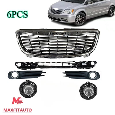 For Chrysler Town&Country 2011-2016 Grille With Chrome Trim& Fog Lamp&Cover 6PCS Foto 1 de 4