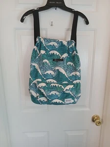 Risefit Drawstring Backpack with Mesh Pockets String Gym Bag Blue Waves - Picture 1 of 15