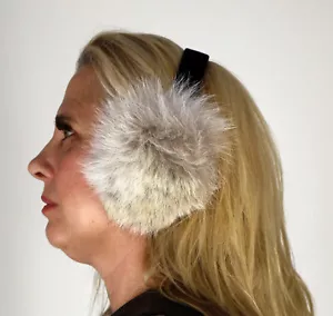 New Coyote Fur Ear Muffs Velvet Band Efurs4less - Picture 1 of 2