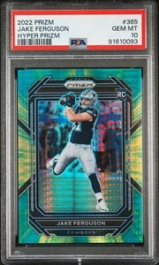 2022 PANINI PRIZM 365 JAKE FERGUSON HYPER PRIZM PSA 10 - Foto 1 di 2