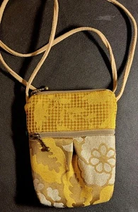 Maruca Crossbody Bag Tapestry Yellow Floral Handmade Boulder, CO 6"x 5" 3 Zipper - Picture 1 of 4