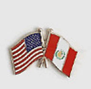 Peru Friendship with US Flag Lapel Badge Pin - Picture 1 of 1