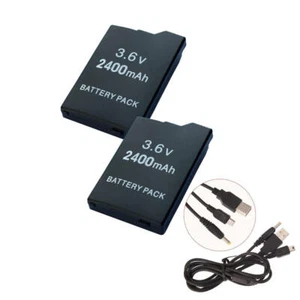 2X Battery + Data & Power USB Cable for Sony PSP 2000, 3000 Lite Slim PSP-S110 - Picture 1 of 8