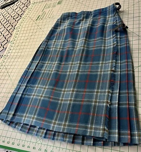 Vintage Moffat Weavers Scotland Plaid Skirt Pleated Wool Kilt With Buckles - Picture 1 of 7