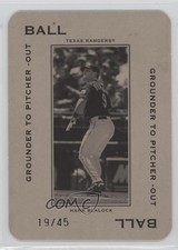 2005 Donruss Throwback Threads Ball Grounder to Pitcher -Out /45 Hank Blalock