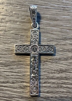 Superbe croix ancienne XIXeme « Calice - Agnus Dei »  - Argent Massif - Photo 1/2