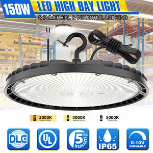 LED UFO High Bay Light 150W 3000K/4000K/5000K Adjustable Commercial Garage Light - Picture 1 of 19