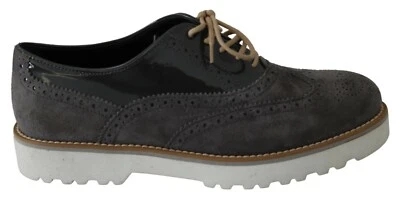 Sapatos femininos HOGAN brilhantes Nobel preto couro brogue com cadarço UE35.5 / EUA5 - Imagem 1 de 4
