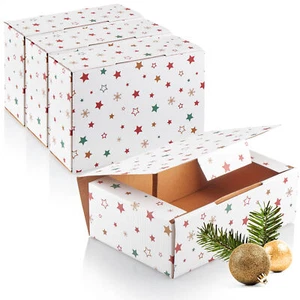 4x Geschenkschachtel für Weihnachten - Faltboxen mit Weihnachtsmotiven - weiß - Bild 1 von 7