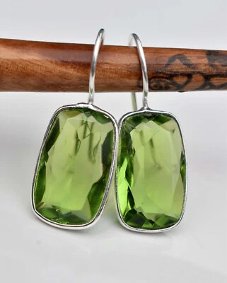 Lush Peridoto Topazio Gemma 925 Argento Sterling Fatto a Mano Orecchino S-43 - Immagine 1 di 4