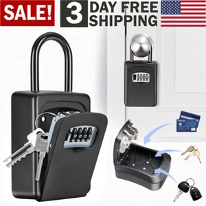 Key Safe 4 Digit Combination Lock Box Wall Mount Storage Safe Security Outdoor - Picture 1 of 9