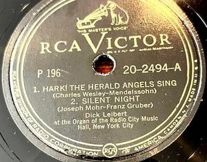 Dick Leibert - Silent Night / The First Noel  - RCA VICTOR Record 20-2494 - Xmas - Picture 1 of 5