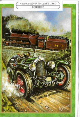 Blower Bentley  4.5 LMS Train Simon Elvin Birthday Card x 10 New in Pack - Image 1 of 2