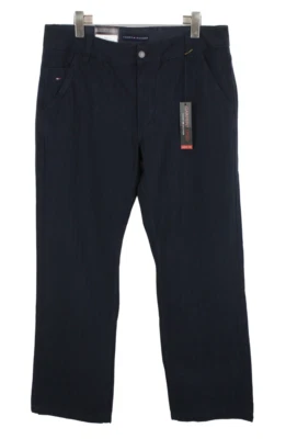 Tommy Hilfiger Avenue Pantalones Hombre W36/L34 Prenda Teñida Rayas Corte Recto - Imagen 1 de 4