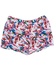 Caribbean Joe Shorts White Floral Women’s Size 16 Hawaiian Summer Stretchy Comfy - Picture 1 of 5