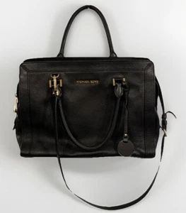 EUC Michael Kors Black Hand Bag Purse Genuine Soft Leather Black Authentic  - Picture 1 of 7