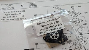 Dolmar 109 110 111 115 PS-43 PS-52 PS-540 Vergaser Kit Walbro WT-76 WT-465 UK - Bild 1 von 2
