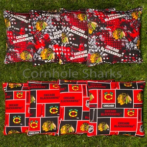 Cornhole Bean Bags Set of 8 ACA Regulation Bags Chicago Blackhawks Free Ship!! - Picture 1 of 2