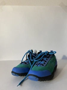 Vintage LA Gear Green/Blue Suede Lace Up Sneakers Shoes Women's Size 7 - Picture 1 of 6