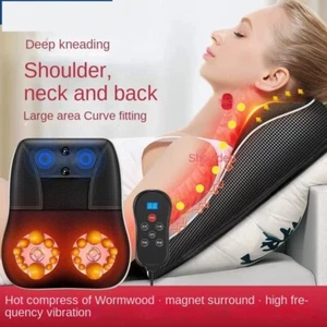 Massage Pillow Body Back Heating Vibrating Device Head Neck Cervical Traction - Picture 1 of 12