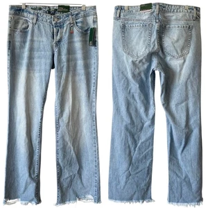 NEW WILD FABLE Low Rise Bootcut Jeans Light Blue Wash Size 12 Raw Hem Button Fly - Picture 1 of 5