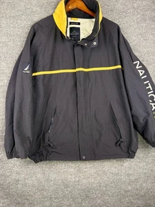 Vintage 90er Nautica NS 83 XXL Herren Full Zip Jacke Windbreaker Kapuze Navy Blau - Bild 1 von 14