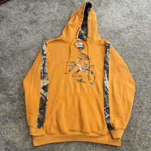 Vintage Y2K Legendary Whitetails Orange Camo Hunting Deer Hoodie Sweatshirt L - Picture 1 of 8