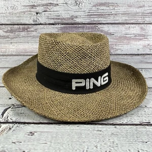 Sombrero de golf de paja Ping by Karsten talla grande color natural banda negra vintage - Imagen 1 de 7
