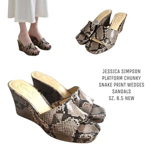 SANDALIAS PLATAFORMA JESSICA SIMPSON ESTAMPADO SERPIENTE CUÑAS TALLA. 8,5 NUEVO - Imagen 1 de 7