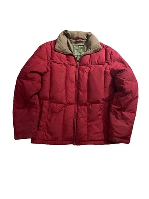 Eddie Bauer Small Goose Down Jacket Coat Red Cotton Liner Quilted Full Zip - Image 1 of 4