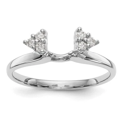 14K White Gold 1/8 Ct Round Cut Diamond Wrap Ring Size 7 - Image 1 of 4