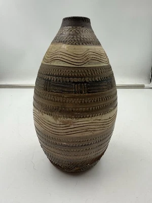 Fantastic Italian Pottery Vase Sgraffito Tall Vintage MCM - Image 1 of 4