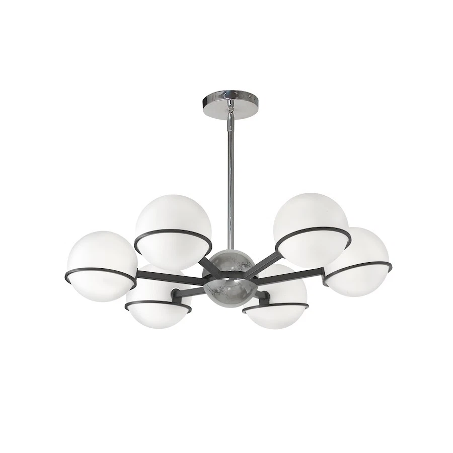 Lámpara halógena Dainolite Sofia 6 luces, ópalo BK/CH/WH - SOF-286C-MB-PC Foto 1 de 1