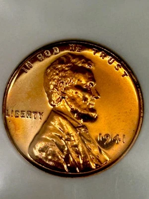 1941 Proof Lincoln Cent PF64 RD NGC CAC Old Fatty Holder Very PQ  - Image 1 of 4