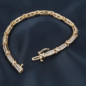 Brazalete de eslabones de tenis de diamantes con conjunto de canales en oro amarillo de 10 quilates para mujer de 7,5" - Imagen 1 de 6
