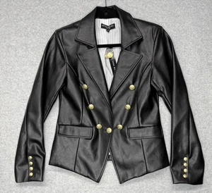 Schwarzer Leder Blazer Jacke Goldknöpfe Central Park West Nico Herbst Medium NEU - Bild 1 von 10