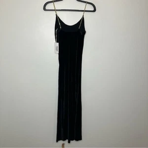 Abito in velluto nero XS con spalline a catena maxi nuovo con etichette REFORMATION - Foto 1 di 7