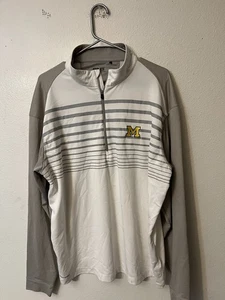 Ping Golf 1/4 Zip Pullover Herren XL weiß grau gestreift Langarm Michigan Emb - Bild 1 von 6