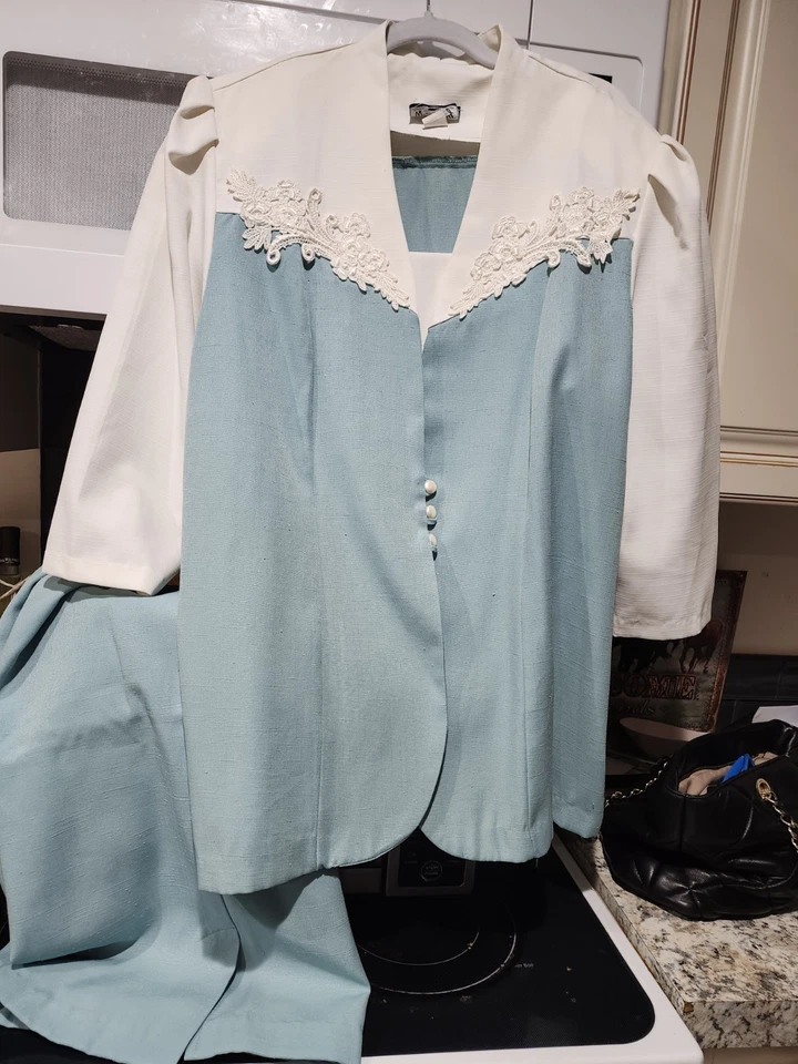 Conjunto de 2 peças saia jaqueta terno 22 WP feminino pequenos botões pérola - Imagem 1 de 3