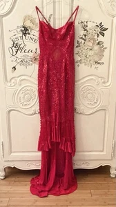 Mandalay Gown Women's 6 Red Sequin Maxi Dress Hi Lo Elegant NWT - Picture 1 of 16